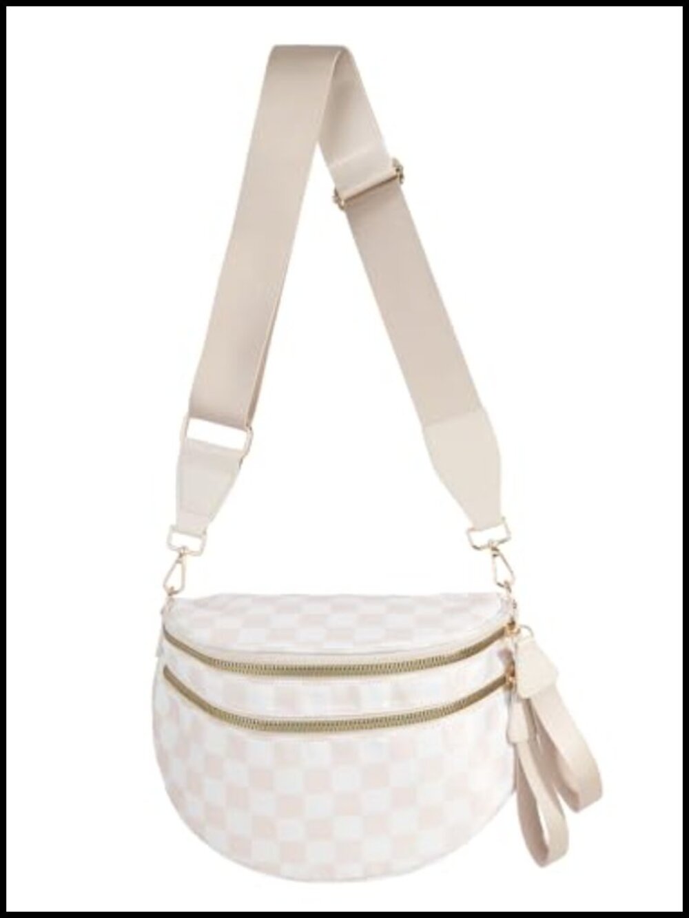 Checkered Crossbody Bag Waist Pack Fanny Pack Adjustable Strap Polyester
